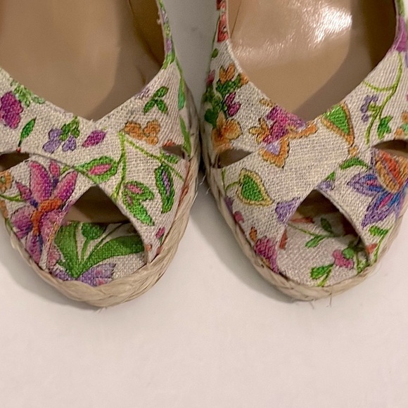 STUART WEITZMAN Floral Wedge Espadrille Peep-Toe Shoes 8.5 - Picture 5 of 12